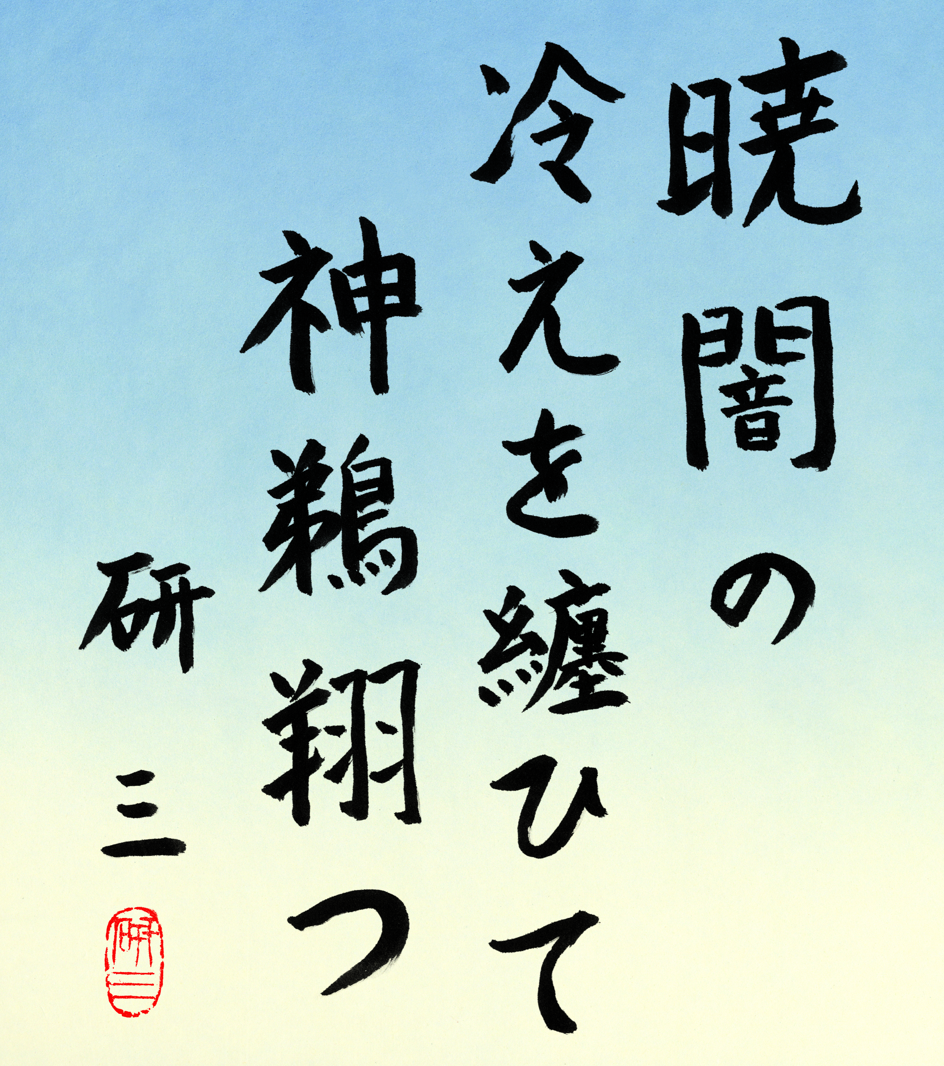 暁闇の冷えを纏ひて神鵜翔つ 能村研三